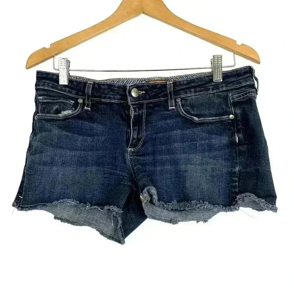 Paige Blue Denim Cut Off Shorts Sz 30 Stretch Women's Cotton‎ Blend